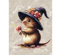 Henypt Bead Embroidery Kit Cute Mouse,Animal Embroidery, Easy DIY Craft Kit, Beadwork Set, Picture of Beads, Handmade Gift, 3D Embroidery