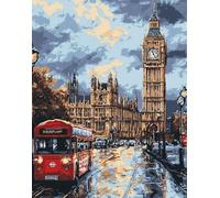 Henypt Bead Embroidery Kit London Street Scene,Animal Embroidery, Easy DIY Craft Kit, Beadwork Set, Picture of Beads, Handmade Gift, 3D Embroidery