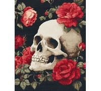 Henypt Bead Embroidery Kit On Art Canvas -Bichon and Skull 40X50Cm DIY Beadwork Kit Embroidery Pattern Gift for Her DIY Craft Kit