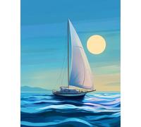 Henypt Bead Embroidery Kit Sailing Boat On The Sea,Animal Embroidery, Easy DIY Craft Kit, Beadwork Set, Picture of Beads, Handmade Gift, 3D Embroidery