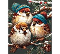 Henypt Bead Embroidery Kit Sparrows 60X80Cm Full Beaded Cross Stitch On Stamped Canvas Fabric, Art DIY Beadwork Kit Embroidery Pattern