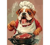 Henypt Bead Embroidery Kit The Dog That Cooks,Animal Embroidery, Easy DIY Craft Kit, Beadwork Set, Picture of Beads, Handmade Gift, 3D Embroidery