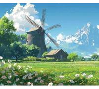 Henypt Counted Cross Stitch Kits for Adults Embroidery House in The Field 11Ct Stamped Cross Stitch Kit Pattern Embroidery Kit Pre-Printed Fabric Home Decor Adult Craft Kits