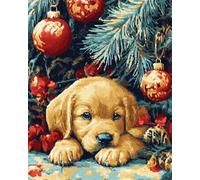 Henypt Crafts Stamped Cross Stitch Kits Preprinted Pattern Counted Embroidery Christmas Puppy Starter Kits for Beginner Kids and Adults Stamped 11Ct Adult Craft Kits