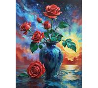 Henypt Cross Stitch Kit Fantasy Rose Flowers DIY Needlepoint Set for Beginners The Elderly with Accessories Handmade DIY/Gifts 14CT 60x80cm