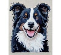 Henypt Cross Stitch Kit for Adults 40x50cm,Border Collie Pre-Printed Pattern Needlework Set,Wall Art Decor for Study & Living Room