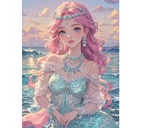 Henypt Cross Stitch Kits Beautiful Girl at The Beach for Adults Pre Printed, DIY 11 Count Embroidery Sewing Starter Kit Stamped Needlework Easy Beginners (Stamped)
