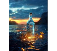 Henypt Cross Stitch Kits Bottles by the sea DIY Arts Aand Craft Kit for Beginners The Elderly with Accessories Home & Leisure/Gifts 14CT 40x50cm