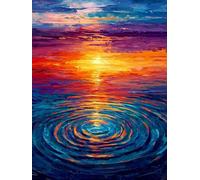 Henypt Cross Stitch Kits Colorful Water Patterns Landscape DIY Needlepoint Set for Beginners The Elderly with Accessories Home & Leisure/Gifts 14CT 40x50cm