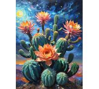 Henypt Cross Stitch Kits Fantasy Cactus Flowers DIY Embroidery Kit for Beginners The Elderly with Accessories Home & Leisure/Gifts 14CT 80x100cm