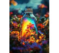 Henypt Cross Stitch Kits Flowers in a Bottle DIY Needlepoint Set for Beginners The Elderly with Accessories Home & Leisure/Gifts 14CT 50x70cm