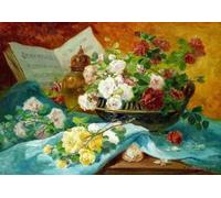Henypt Cross Stitch Kits Flowers in a vase DIY Arts Aand Craft Kit for Beginners The Elderly with Accessories Home & Leisure/Gifts 14CT 50x70cm