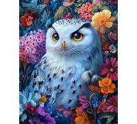 Henypt Cross Stitch Kits for Adults Beginners Pre-Printed Easy Funny Pattern Snowy Owl 11Ct DIY Embroidery Crafts for Needle Point Starter Kit Home Decor Wedding Gift