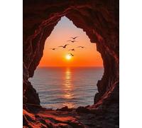 Henypt Cross Stitch Kits for Adults Beginners Sea Bird Scenery 14Ct Fabric Pre Printed Stamped DIY Embroidery Sewing Set Handmade Needlepoint for Home Decoration 60x80cm