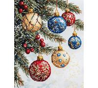 Henypt Cross Stitch Kits for Adults,Christmas Decoration with Balls Easy Counted Pre Printed Stamped Embroidery Set for Adult, 11Ct Cross Stitch Patterns, Advanced Embroidery Beginner Starter Set