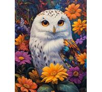 Henypt Cross Stitch Kits for Beginners Adults Pre-Printed Easy Funny Pattern Snowy Owl 11Ct DIY Embroidery Crafts for Needle Point Starter Kit Home Decor Gift