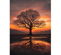 Henypt Cross Stitch Kits for Kids Beginners Big Tree Scenery 14Ct Pre Printed DIY Handmade Embroidery with Printed Pattern Needlework Sewing Craft for Home Decoration 60x80cm