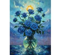 Henypt Cross Stitch Kits Roses in a vase Flowers DIY Needlepoint Set for Beginners The Elderly with Accessories Home & Leisure/Gifts 14CT 30x40cm