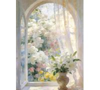 Henypt Cross Stitch Kits White Lilies Flowers DIY Embroidery Kit for Beginners The Elderly with Accessories Home & Leisure/Gifts 14CT 50x70cm