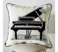 Henypt Cross Stitch Pillow Kit Piano Instrument DIY Cushion Embroidery Kit Needlepoint Handmade Needlework Cushions Kits Stitched Pillow Cover Set for Adults Beginners 45x45cm