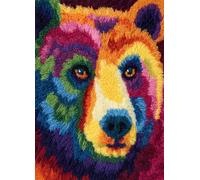 Henypt Discover the Joy of Crafting with Latch Hook Rug Kits,Animal Colorful Bear Gift for Crafters & DIY Lovers,Create Unique Floor Art Effortlessly,52x38cm