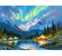 Henypt DIY Bead Embroidery Kit On Art Canvas Aurora View 30X40Cm Beadwork Kit for Home Décor Needlework Craft Kit