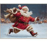 Henypt DIY Bead Embroidery Kit On Art Canvas Santa Claus Ice Skating 60X80Cm Beadwork Kit for Home Décor Needlework Craft Kit
