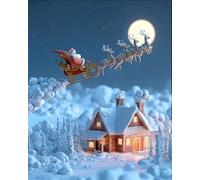 Henypt DIY Bead Embroidery Kit On Art Canvas Santa Claus is Flying from The Sky Beadwork Kit for Home Décor Needlework Craft Kit