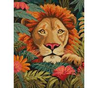 Henypt DIY Beads for Embroidery Colorful Lion Face Lion 40X50Cm Bead Embroidery Kit Beaded Cross Stitch Beading Pattern DIY Wall Hanging 3D Cross-Stitch with Beads Set