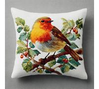 Henypt DIY Counted Cross Stitch Pillow Kit Robin Bird 17.7X17.7In(45X45Cm) Embroidery Pillow Case Kit, Needlepoint Cushion Kit Cushion Kit Needlepoint Craft Set