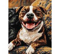 Henypt DIY Cross Stitch Counted Kits,Staffordshire Bull Terrier 40x50cm Stamped Kit Cross-Stitching Pattern for Home Decor,11CT Fabric Embroidery Crafts Needlepoint