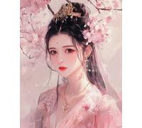 Henypt DIY Cross Stitch Stamped Embroidery Kit,Girl Under the Cherry Blossom Tree 11CT Complete Cross Stitch Kit for Adults and Kids Beginner Starter,30x40cm