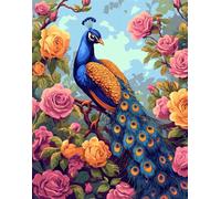 Henypt DIY Embroidery Bead Embroidery Kit Colorful Animal Peacock Beaded Cross Stitch Christmas Beadwork Needlework Kit Art Craft DIY Beadwork