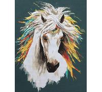 Henypt DIY Embroidery Kit with Beads Beautiful Horse - 40X50Cm 9Ct Cross Stitch Bead Set, Pre-Printed Fabric & Needlework Kit for Adults, Beginners, Hobby Crafters & Handmade Gifts