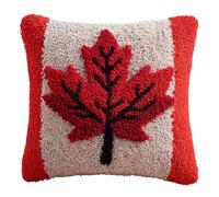 Henypt DIY Latch Hook Kits Red Maple Leaves Pillow with Printed Canvas Handmade Cushion Crochet Yarn Embroidery Hook and Latch Kit Pillowcase Decoration 43x43cm