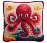 Henypt DIY Latch Hook Pillow Kits for Adults Octopus DIY Rug Hooking Pillow