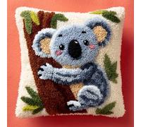 Henypt DIY Latch Hook Pillow Kits, Koala Pillow Cover Printed Pillowcase Crochet Yarns Latch Hooking Cushion Making for Home Sofa Decoration 17x17inch