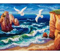 Henypt DIY Latch Hook Rug Kit The sea and Seagulls 52x38cm