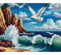 Henypt DIY Latch Hook Rug Kit The sea and Seagulls 52x38cm
