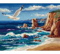 Henypt DIY Latch Hook Rug Kit The sea and Seagulls 80x160cm