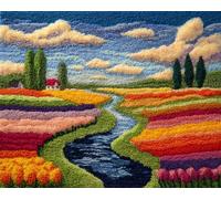 Henypt DIY Latch Hook Rug Kits Fantasy Flower Field 80x160cm