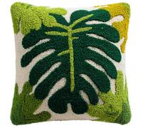 Henypt DIY Latch Hook Rug Kits, Green Leaves Latch Hook Cushion Kits,Pillowcase Arts and Crafts Crochet Needlework 43x43cm