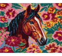 Henypt DIY Latch Hook Rug Kits Horses and Flowers 55x75cm