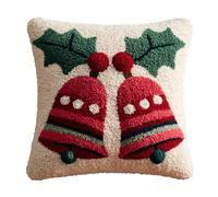Henypt DIY Latch Hooking Pillow Kits Christmas Bells Pillow Cover Pre-Printed Patterns Pillowcase Needlework Crochet Yarns Latch Hook Cushion 17x17inch
