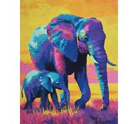 Henypt Embroidery Bead Kit Elephant Mother and Child - 40X50Cm 9Ct Cross Stitch Bead Embroidery Set, Pre-Printed Cloth with Beads & Needle, DIY Craft Kit for Beginners & Adults (No Frame)