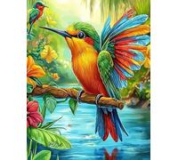 Henypt Embroidery Kit with Beads Beautiful Kingfisher 50X70Cm -9Ct DIY Cross Stitch Bead Embroidery On Pre-Printed Fabric, Needlework Craft Set for Beginners, Adults & Handmade Gifts (No Frame)