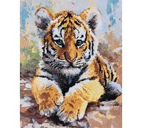 Henypt Full Bead Embroidery Kit Picture Baby Tiger 40X50Cm Needlepoint Spring Beaded Cross Stitch Beaded Pattern 3D Embroidery Kit