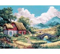 Henypt Full Bead Embroidery Kit Picture Farm Scene 40X50Cm Needlepoint Spring Beaded Cross Stitch Beaded Pattern 3D Embroidery Kit