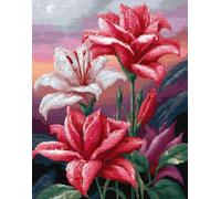 Henypt Full Bead Embroidery Kit Picture Roses in Dew 30X40Cm Needlepoint Spring Beaded Cross Stitch Beaded Pattern 3D Embroidery Kit