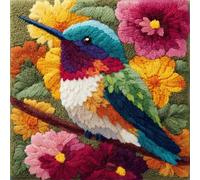 Henypt Latch Hook Cushion Kits 17X17inch, Flowers and Birds